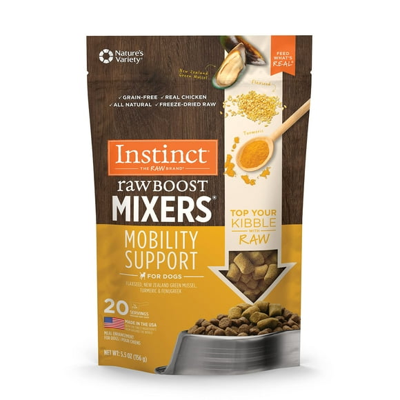 Instinct Freeze Dried Raw Boost Mixers Mobility Support Grain Free All Natural Dog Food Topper by Nature's Variety, 5.5 oz. Bag