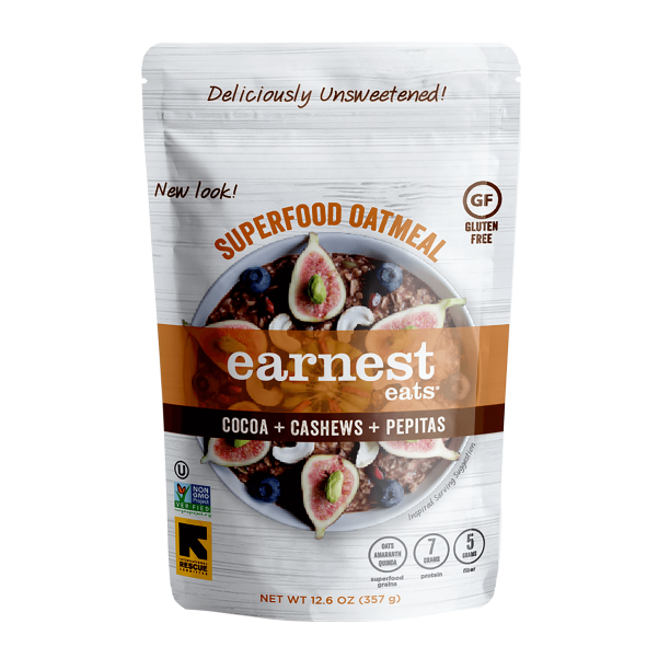 Earnest Eats Superfood Oatmeal, Cocoa Cashew, Gluten Free, 12.6 Oz