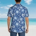 thumbnail image 4 of Fotbe whiet Snowflake blue background Camisa Hawaiana para Hombre Unisex – Camisa Casual de Verano con Botones de Manga Corta de Algodón y Lino,Medium, 4 of 7