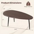 thumbnail image 2 of Giantex Oval Coffee Table, Mid-Century Sofa Accent Table w/Rounded Edges, Easy Assembly, Walnut, 2 of 8