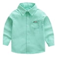thumbnail image 2 of UACY Boys Girls Dress Shirt Long Sleeve Button Down Shirts Teen School Tops Kids Plain Blouse Lapel Solid Formal Tee (Green, 18-24 Months), 2 of 9