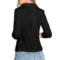 thumbnail image 3 of Doublju Womens 34 Shirring Sleeve Open Front Wide Draped Casual Blazer Jacket With Plus Size, 3 of 5