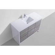 Kubebath 48″ Ash Gray Modern Bathroom Vanity with White Quartz Counter-Top