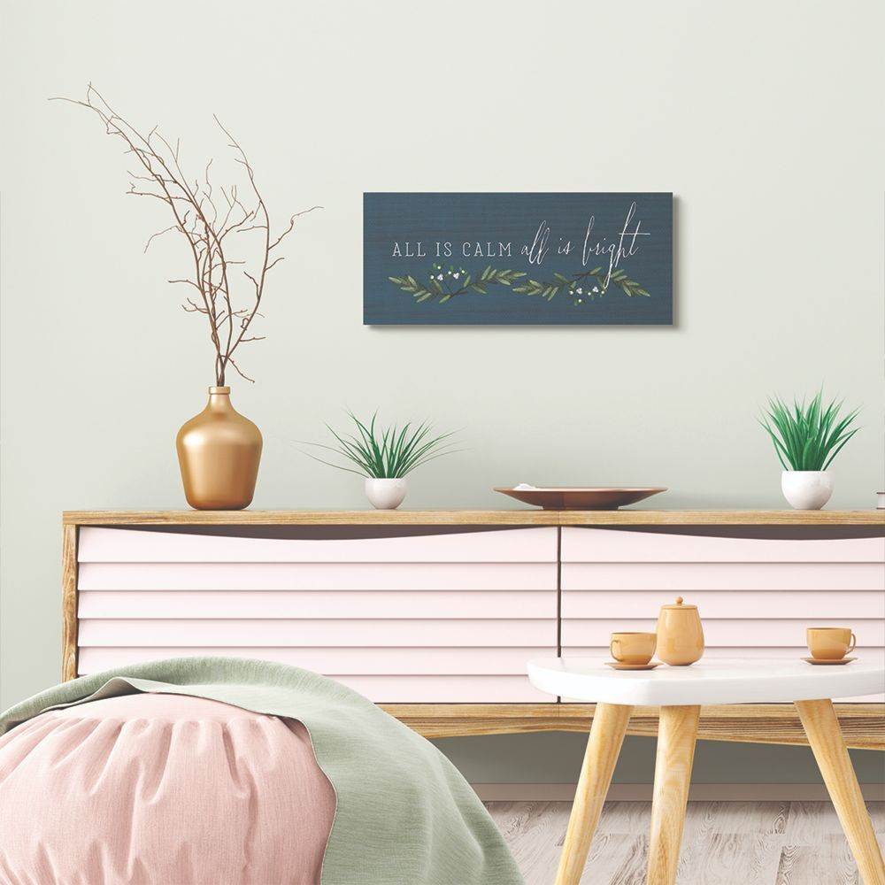 Stupell Industries All Is Calm Blue Holiday Christmas Word DesignCanvas Wall Art By Artist Tammy Apple