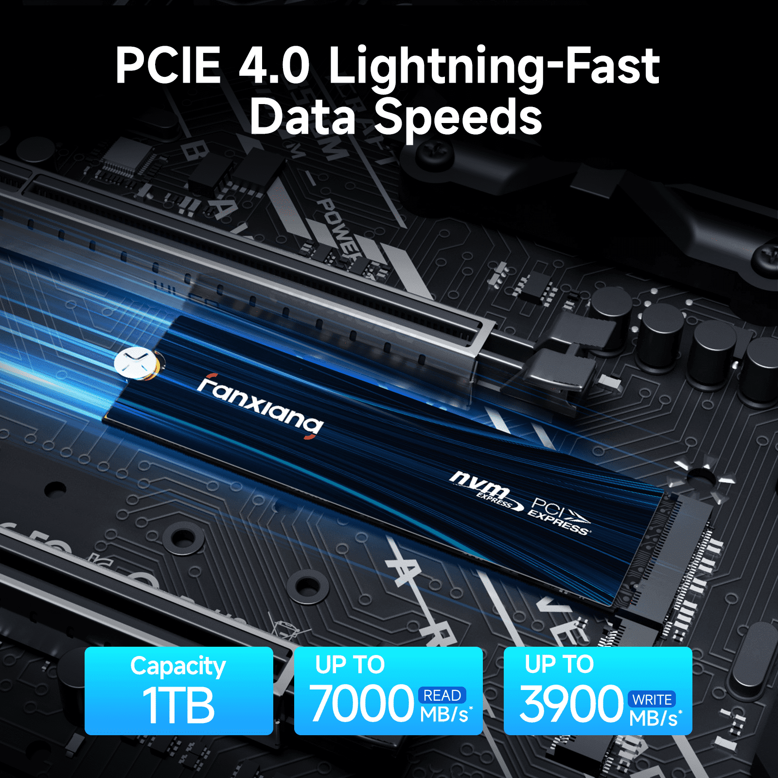 Fanxiang 1TB M.2 NVMe PCIe 4.0 x4 2280 Internal SSD | Up to 6300MB/s Read, 3D NAND with SLC Cache, Compatible with PS5, PC, Desktop & Laptop Storage Upgrade