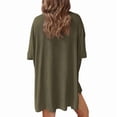 thumbnail image 3 of Women'S Two Piece Lounge Set 2025 Summer Casual Oversized Shirts Biker Shorts Green L, 3 of 8