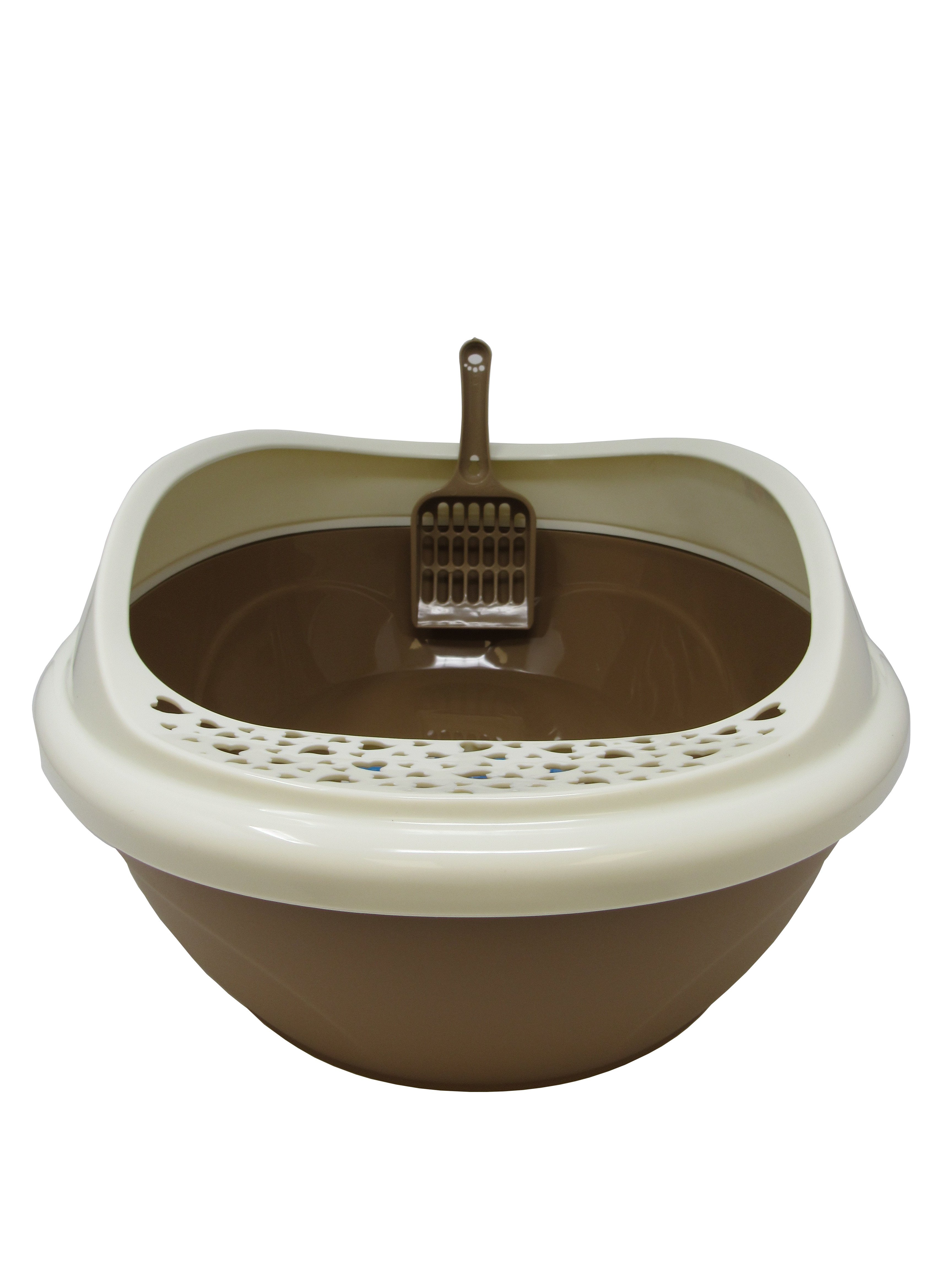 Woof! Prime Hearts Cat Litter Pan Large Size Brown Color