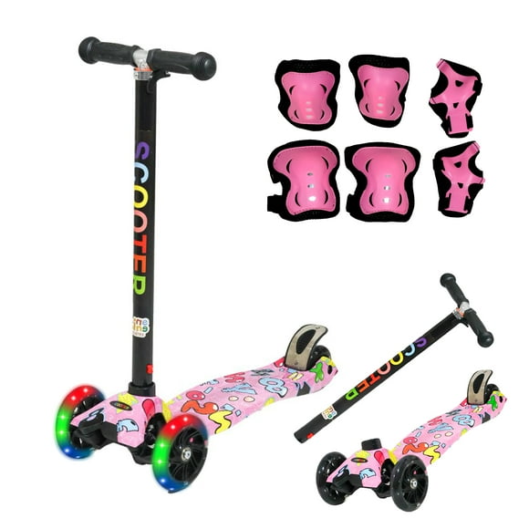 Scooter Patín Del Diablo Desmontable Con Luces Led, Rodilleras Y Coderas