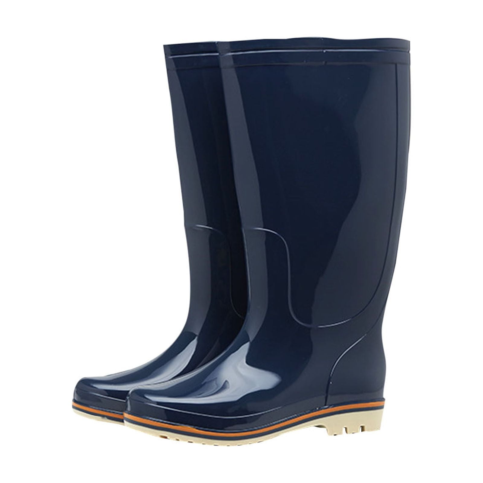 Miluxas Rain Boots for Men , Anti-Slip Waterproof Rubber Boots Mens, Knee High Durable Garden Fishing Boots, Fashion Mid Heel Lug Sole Raining Work Shoes for Outdoor Blue 8(42)