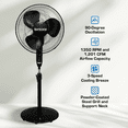 thumbnail image 2 of Hurricane Supreme 16" 3 Speed Oscillating Stand Pedestal Fan with Remote, Black, 2 of 10