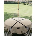 thumbnail image 3 of Outdoor Tablecloth with Umbrella Hole Zipper Beige Ombre Round Tablecloth 60" Waterproof Outside Table Cloth Black Hockey Sticks Minimalist Style Patio Table Cover Tablecloths for Picnic Party, 3 of 8