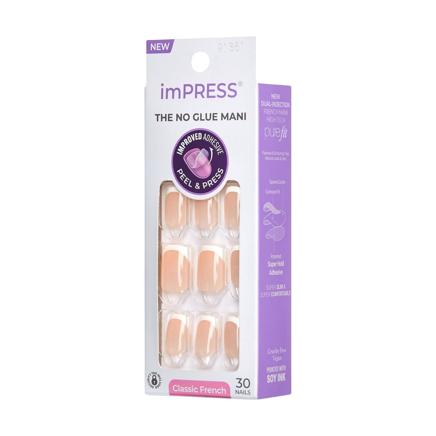imPRESS French, The no Glue Mani, Model, Short Squoval, 30 count., Model