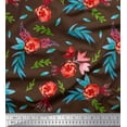 thumbnail image 1 of Soimoi Cotton Duck Fabric Flower & Leaves Watercolor Print Fabric by the Yard 56 Inch Wide, 1 of 1