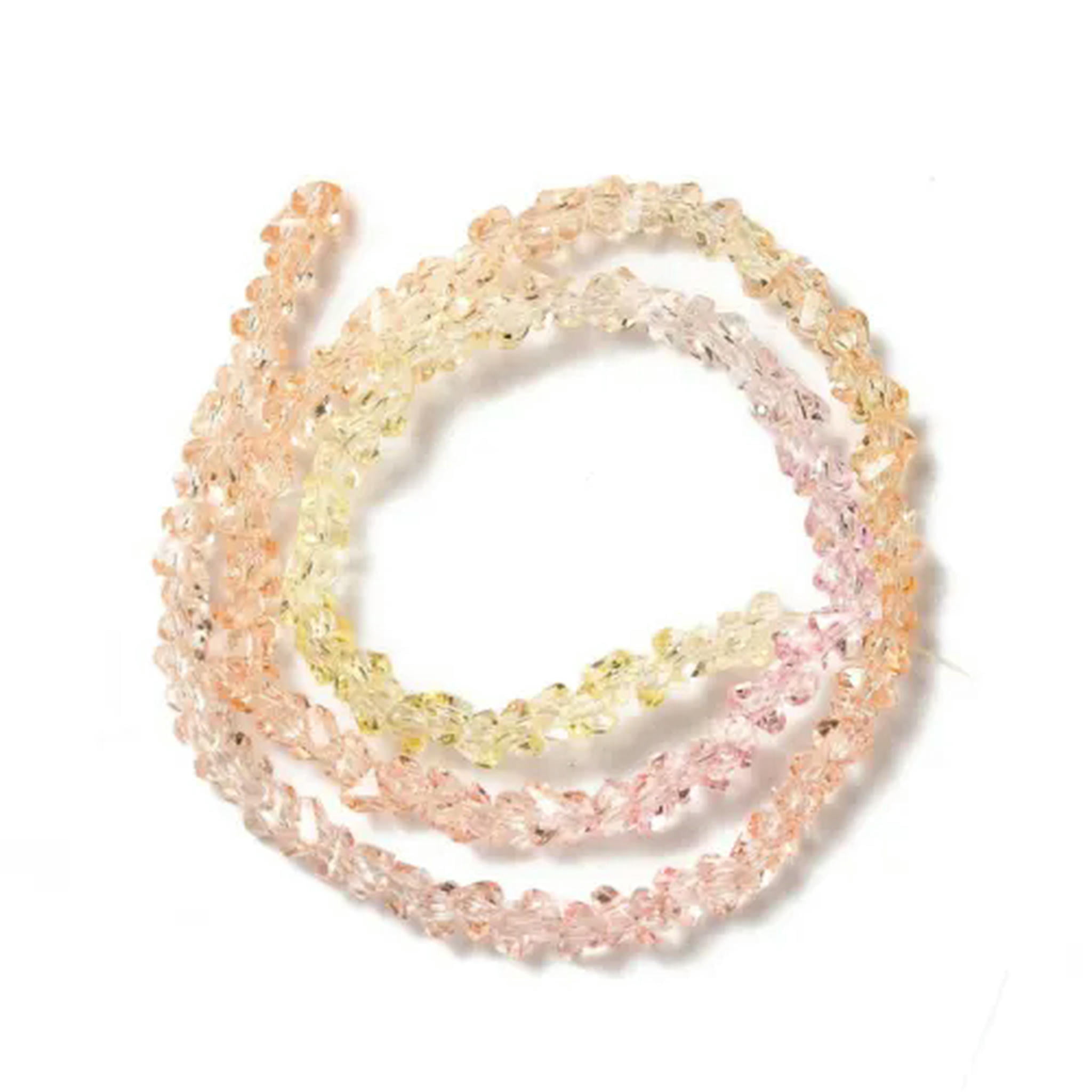 EOEMY 10X Triangle Segmented Multi-Color Transparent Glass Bead Strands 4.5X4mm 13.27"-Bisque