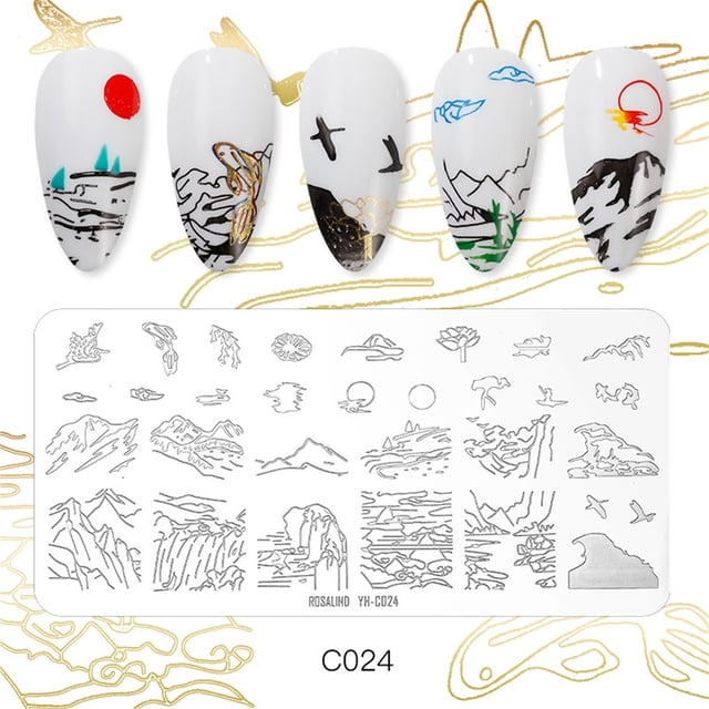 Placas de estampado de uñas con diseño de personajes extravagantes, plantillas para decoración de uñas, imágenes de líneas de arte de uñas