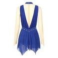 thumbnail image 4 of DPOIS Womens Shiny Rhinestones Long Sleeve Figure Ice Skating Dress Blue M, 4 of 7