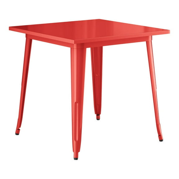 32'' Square Red Metal Restaurant Patio Dining Table For Indoor or Outdoor Use