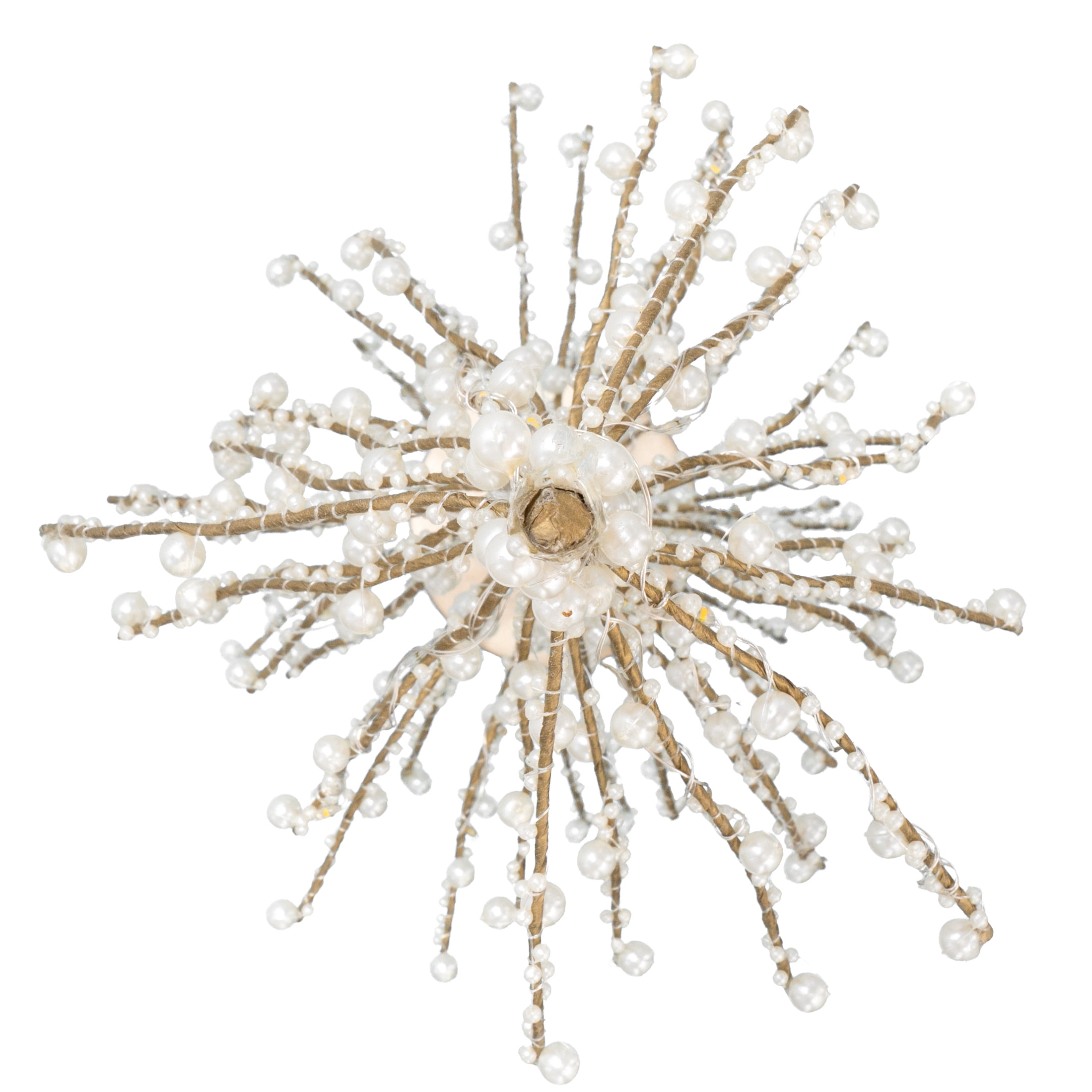 My Texas House Light-Up Beaded Tree Christmas Decoration, White and Gold, 18.5"