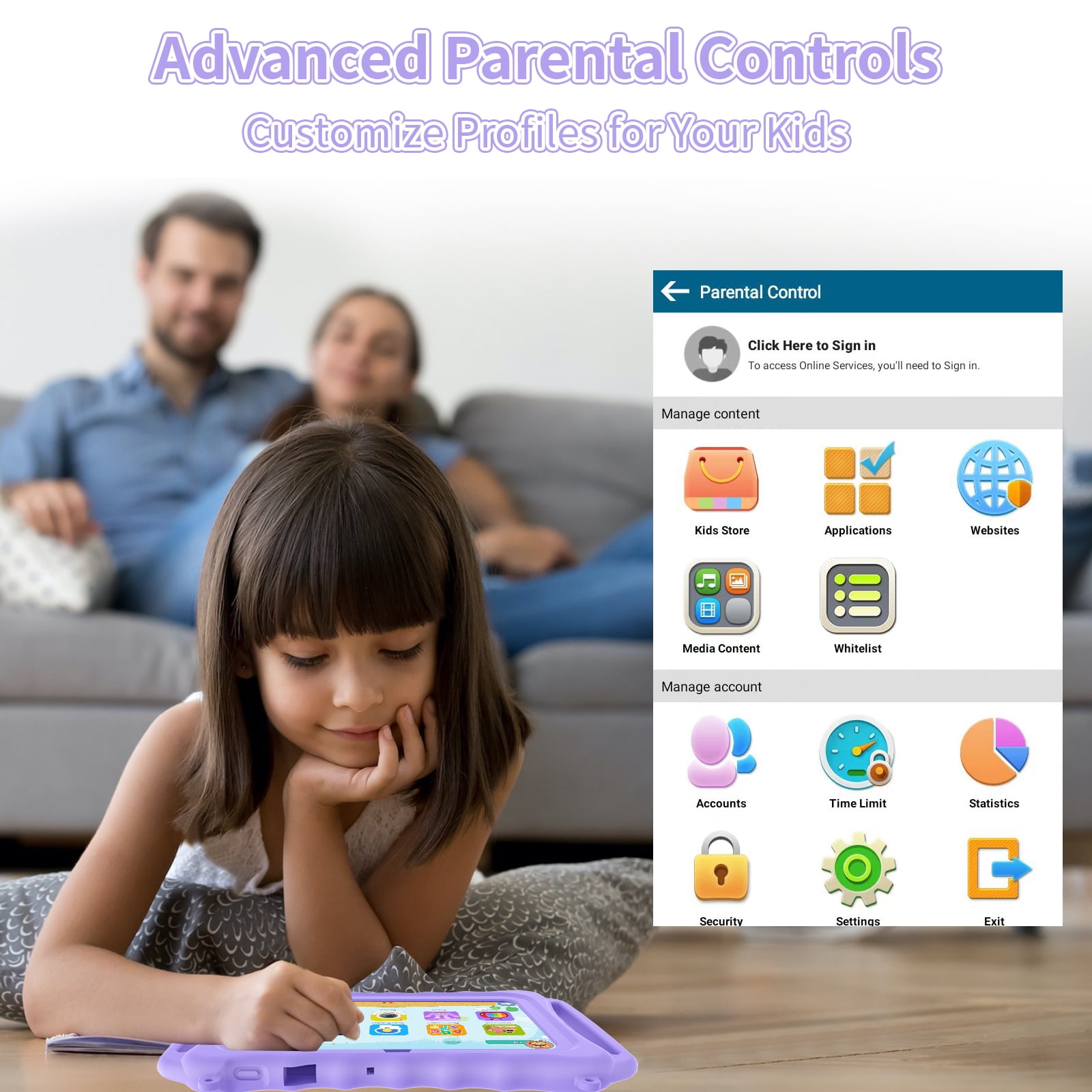 Android 11 Kids Tablet 7-inch 32GB Google Play KidTablet iWawa APP Pre-loaded with kidproof box Learning Education Netflix Youtube