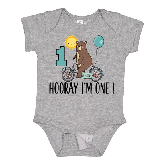 Inktastic 1st Birthday Bear on Bicycle 1 Year Old Boys or Girls Baby Bodysuit