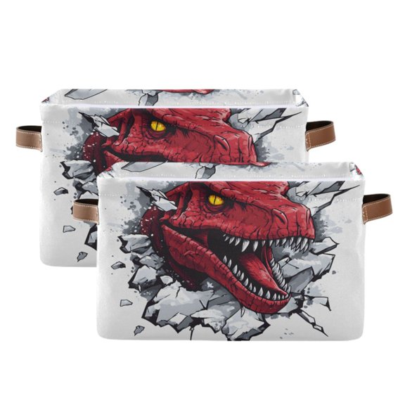 Ryvnso Dinosaur Storage Basket Large Bin Foldable Boxes Toys Organizer 14.2x10.2x8.3in 2 PCs