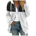 thumbnail image 3 of VISALY Womens Zip Up Hoodies Sweater Jacket Coat Stitching Three- Pocket Soft Hooded Pullover Sweatershirt Warm Artificial Wool Coat Outwear Casual Sweaters Fleece Hoodies Winter Sweaters Black L, 3 of 7