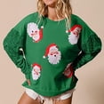 thumbnail image 1 of Sudadera navideña con lentejuelas brillantes para mujer de Wancir, suéter de cuello redondo con gráfico de Papá Noel, suéter navideño de manga larga, 1 of 7