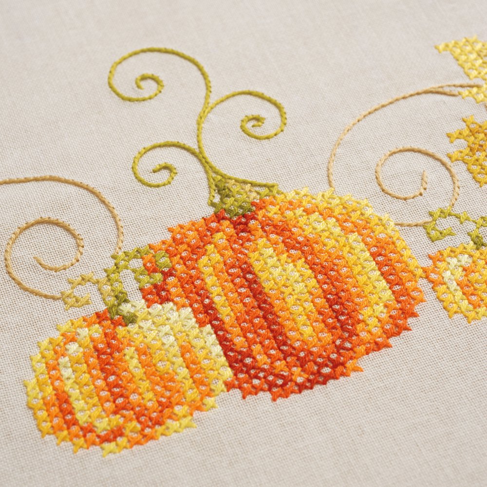 Pumpkins Tablecloth Stamped Cross Stitch Kit-32"X32" - Walmart.com