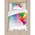thumbnail image 3 of Birthday Duvet Cover Set Queen Size, Rainbow Colored Striped Backdrop Balloons Stylized Lettering Candles Artwork Prit, Decorative 3 Piece Bedding Set with 2 Pillow Shams, Multicolor, by Ambesonne, 3 of 3
