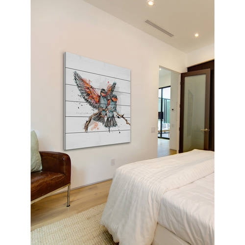Marmont Hill "Deux Oiseaux" by Marie-Eve Pharand Painting Print on White Wood
