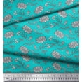 thumbnail image 2 of Soimoi Moss Georgette Fabric Leaves & Floral Block Print Sewing Fabric Yard 42 Inch Wide, 2 of 3