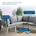 thumbnail image 4 of Lounge Sectional Sofa Chair Set, Aluminum, Metal, Steel, White Grey Gray, Modern Contemporary Urban Design, Outdoor Patio Balcony Cafe Bistro Garden Furniture Hotel Hospitality, 4 of 10