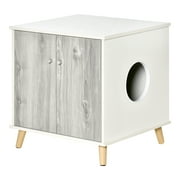Angle View: PawHut Wooden Cat Litter Box Enclosure Washroom End Table with 2 Magnetic Door