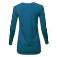 thumbnail image 3 of A2Y Women's Basic Solid Soft Cotton Long Sleeve Crew Neck Top Shirts Teal S, 3 of 3