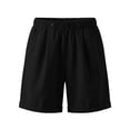 thumbnail image 4 of ITSAME Womens Plus Size Cotton Linen Shorts Elastic Waist with Pockets Summer Loose Casual Shorts Black Size L, 4 of 6
