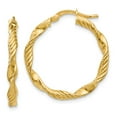 thumbnail image 1 of FB Jewels Leslie's 14K Yellow Gold Polished and Textured Twisted Hoop Earrings, 1 of 3