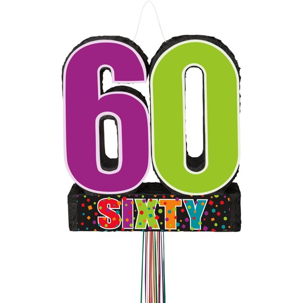 Birthday Cheer 60th Birthday Pinata, Pull String