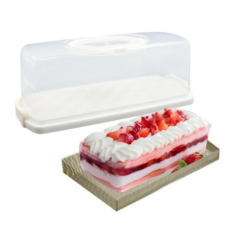 LOVIVER Cake Keeper Pie Cake Carrier with Lid Portable Cake Container  Muffin Tart Cookie Dessert Keeper for Fruits Cookies Vegetables White  rectangle 