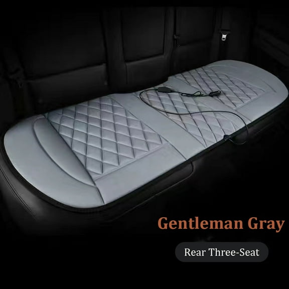 Heated Car Seat Cushion, Adjustable Temperature, PU Leather, Thermostat & Overheat Protection, Universal Fit for Cars Trucks Vans SUVs, Gray,for Back Seat