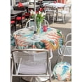 thumbnail image 5 of Outdoor Tablecloths with Umbrella Hole & Zipper, Jellyfish Coastal Round Tablecloths 60 Inch, Summer Nautical Starfish Coral Beige Waterproof Table Cloth, Patio/Pool/Picnic Table Covers, 5 of 8