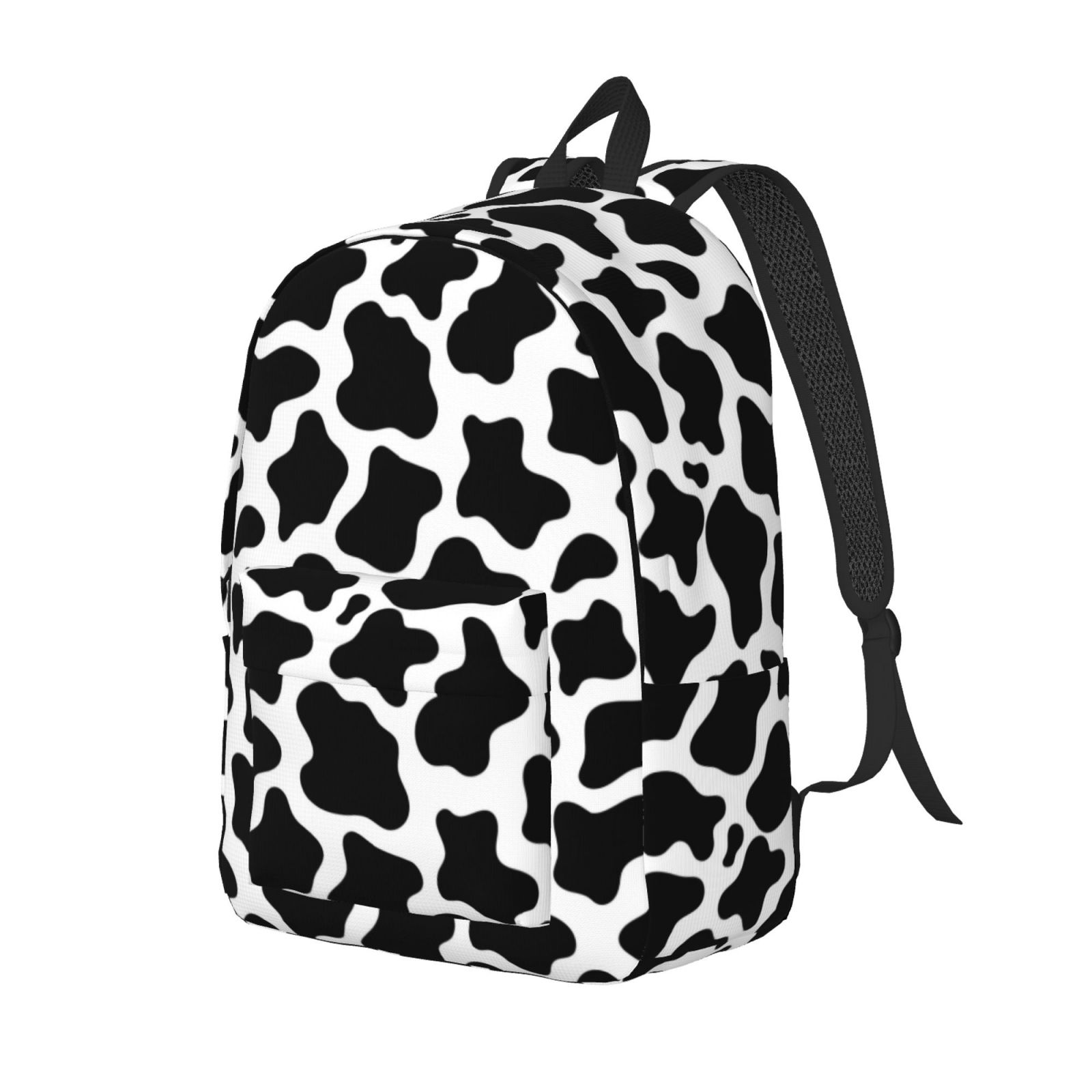 Defioc Cow Print Black White for Canvas Backpack,Travel Rucksack Unisex Knapsack Laptop Backpack for Work & College -Small