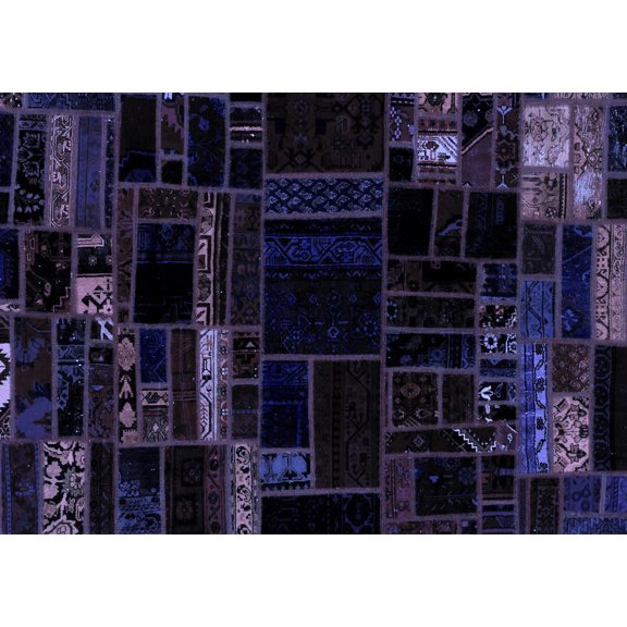 Ahgly Company Indoor Rectangle Patchwork Blue Transitional Area Rugs, 2' x 3'