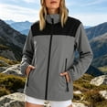thumbnail image 3 of Lmueinov Women Windbreaker Jacket with Zip Pockets Full Zip Up Vintage Color Block Rain Jacket Windproof Lightweight Hiking Jacket Outdoor Casual Coat M-4XL, 3 of 5