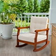 thumbnail image 2 of Zimtown Patio Wooden Rocking Chair, Outdoor Rocker with Inclined Backrest, Rocking Chair with Detachable Washable Cushions, Suitable for Outdoor,Indoor,Garden,Porch,Teak Color, 2 of 11