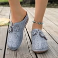thumbnail image 2 of Breathable Wedge Clogs for Women Floral Embellishments Open Toe Mules Comfortable Soft Sole Platform Sandals Blue Size 7, 2 of 7