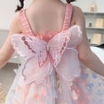 thumbnail image 4 of BemeyourBBs Toddler Baby Girls Fairy Butterfly Tulle Tutu Dress Princess Birthday Baptism Wedding Party Dress Ruched Sleeveless Layered Cami Dress Summer Casual Dress, 4 of 9