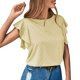 thumbnail image 1 of Gibobby Playera de Manga Corta con Cuello Redondo Nueva camiseta informal manga corta con manga hueca europea y americana para mujer(Amarillo,CH), 1 of 5