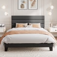 thumbnail image 3 of Amolife Full Bed Frame, Platform Bed Frame with Fabric Upholstered Headboard, Dark Grey, 3 of 10