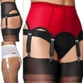 thumbnail image 2 of Zhuge Cinturón de Liguero Mujer, Cintura Alta en Malla Vintage con Tirantes Ajustables y Clip Metal, Sin calcetines y bragas,El estilo A,Talla M Rojo, 2 of 2