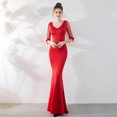 thumbnail image 1 of Vestido de moda para banquete, rojo, sexy, ajustado, con cola de pez, vestido de noche para boda para mujer, 1 of 1